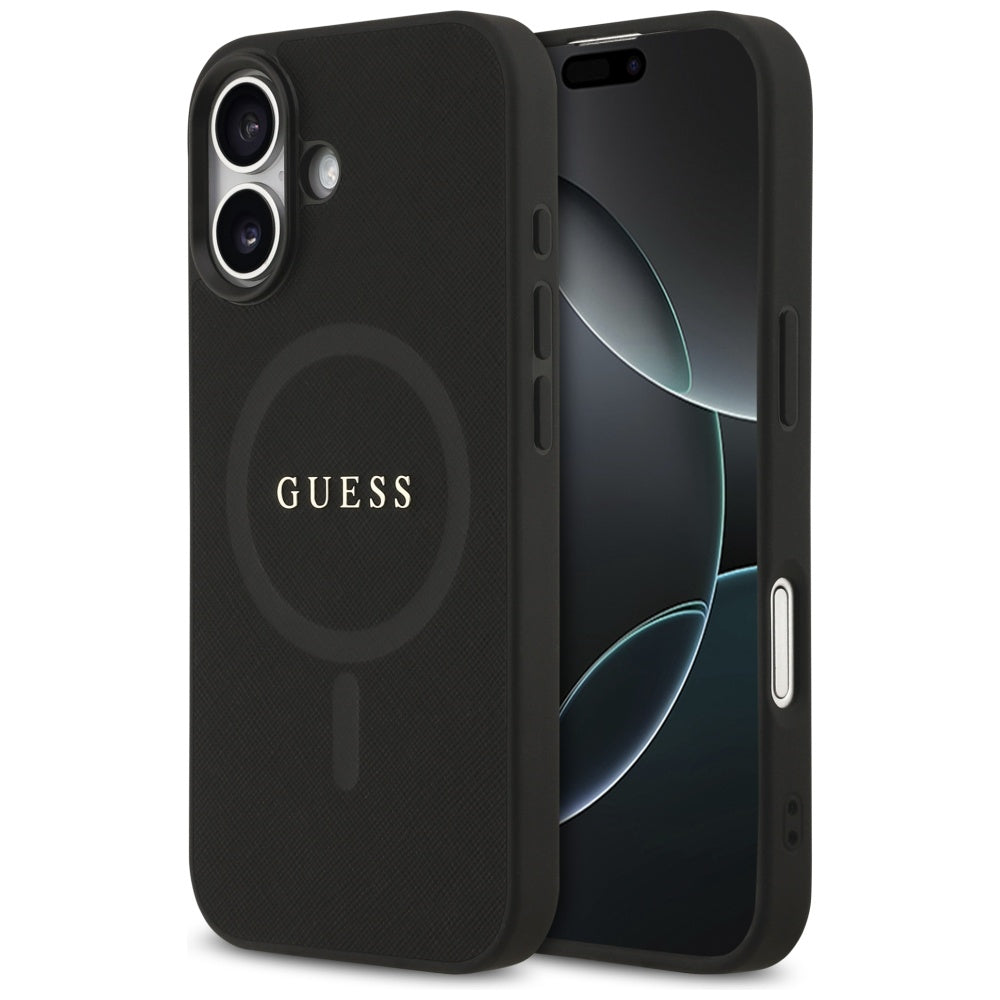 Husa Guess Saffiano Classic Logo Magsafe pentru iPhone 17 - Negru