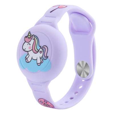 Husa AirTag Wristband Silicone Wristband pentru Kids - Mov cu Unicorn