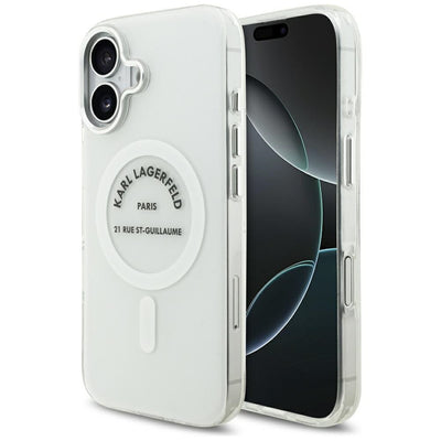 Husa Karl Lagerfeld IML Karl RSG Logo Magsafe pentru iPhone 17 - Transparent