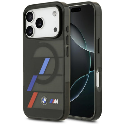 Husa BMW M IML Metal Buttons Tricolor Lines Magsafe pentru iPhone 17 Pro - Negru