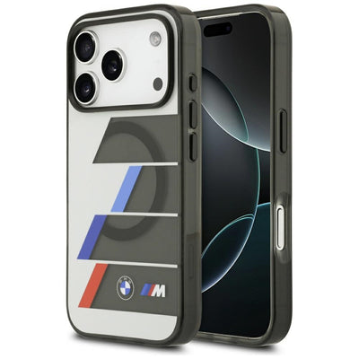 Husa BMW M IML Metal Buttons Tricolor Lines Magsafe pentru iPhone 17 Pro Max - Gri
