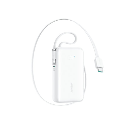 Cablu Joyroom 10000mAh 35W Acumulator extern cu Built-in Retractable Usb-c si Lightning Lanyard - Alb
