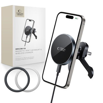Suport auto Tech-protect Mm15w-v5 Magnetic Magsafe Car Air Vent Mount - Negru