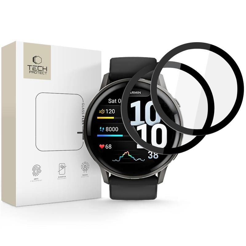 Curea Tech-protect sticla Flex+ 2-pack pentru Garmin Venu 4 45mm - Negru