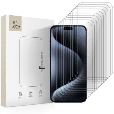 Folie Tech-protect sticla Bundle 10-pack pentru iPhone 15 Pro Max