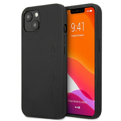 Husa Mercedes AMG Leather Hot Stamped Na iPhone 13 / 14 / 15 - Negru