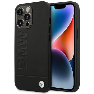 Husa BMW Leather Stamp pentru iPhone 14 Pro - Negru