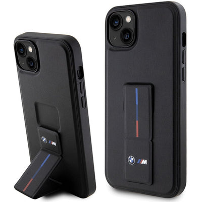 Husa BMW Grip Stand Hot Stamp pentru iPhone 14 / 15 / 13 - Negru