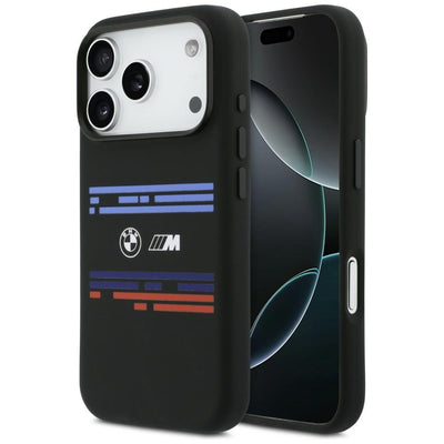 Husa BMW M Silicon Horizontal Line Magsafe pentru iPhone 17 Pro - Negru