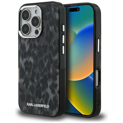 Husa Karl Lagerfeld IML Leopard Pattern Magsafe pentru iPhone 16 Pro - Negru