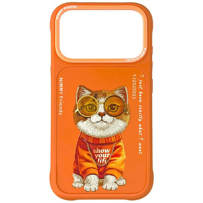 Husa Nimmy Glasses Cool Cat pentru iPhone 17 Pro - Portocaliu