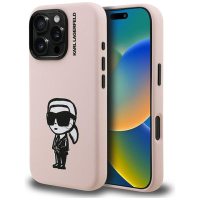 Husa Karl Lagerfeld Silicone Karl Sketch Magsafe pentru iPhone 16 Pro Max - Roz