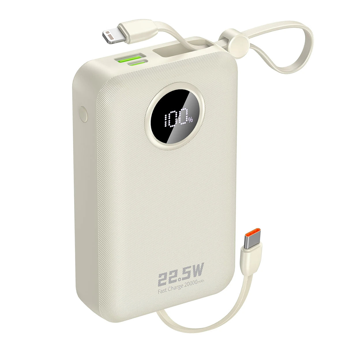 Cablu Dudao K14+ Acumulator extern 20000mAh 22.5W Usb-c / Usb-a / Built-in Lightning And Usb-c - Alb
