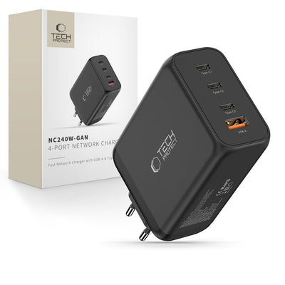 Incarcator priza Tech-protect Nc240w-gan 4-Port 240W - Negru