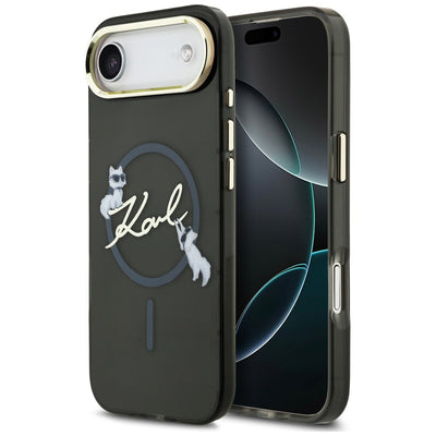 Husa Karl Lagerfeld IML Choupettes Karl Script Logo Magsafe iPhone Air - Negru