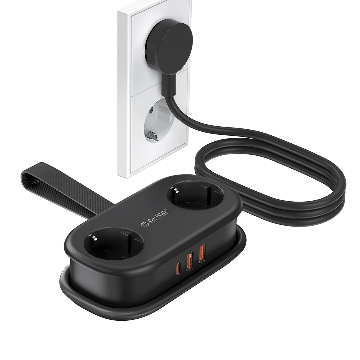 Cablu Orico AP3 20W Gan 5in1 Power Strip 2x AC + 2x Usb-a + 1x Usb-c - Negru