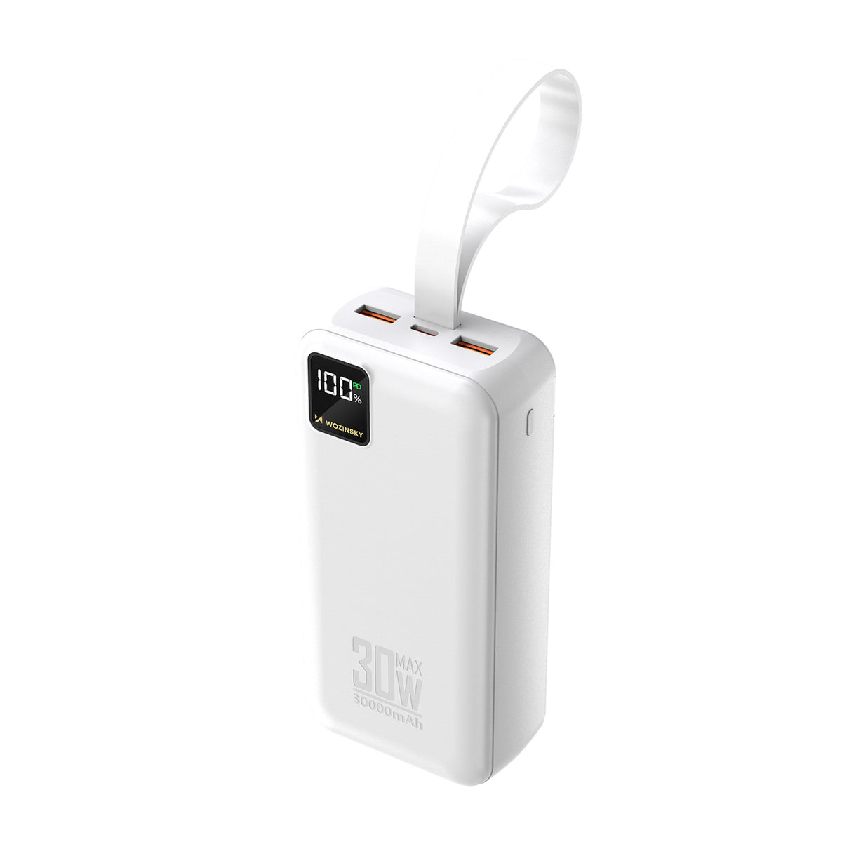 Acumulator extern Wozinsky W8-w 30000mAh 30W 2x Usb-a si Usb-c cu Flashlight - Alb