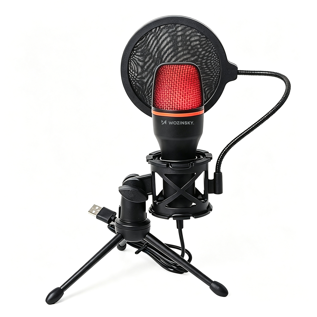 Suport auto Wozinsky Wired Studio Gaming Microphone On A Stand cu RGB Backlight - Negru