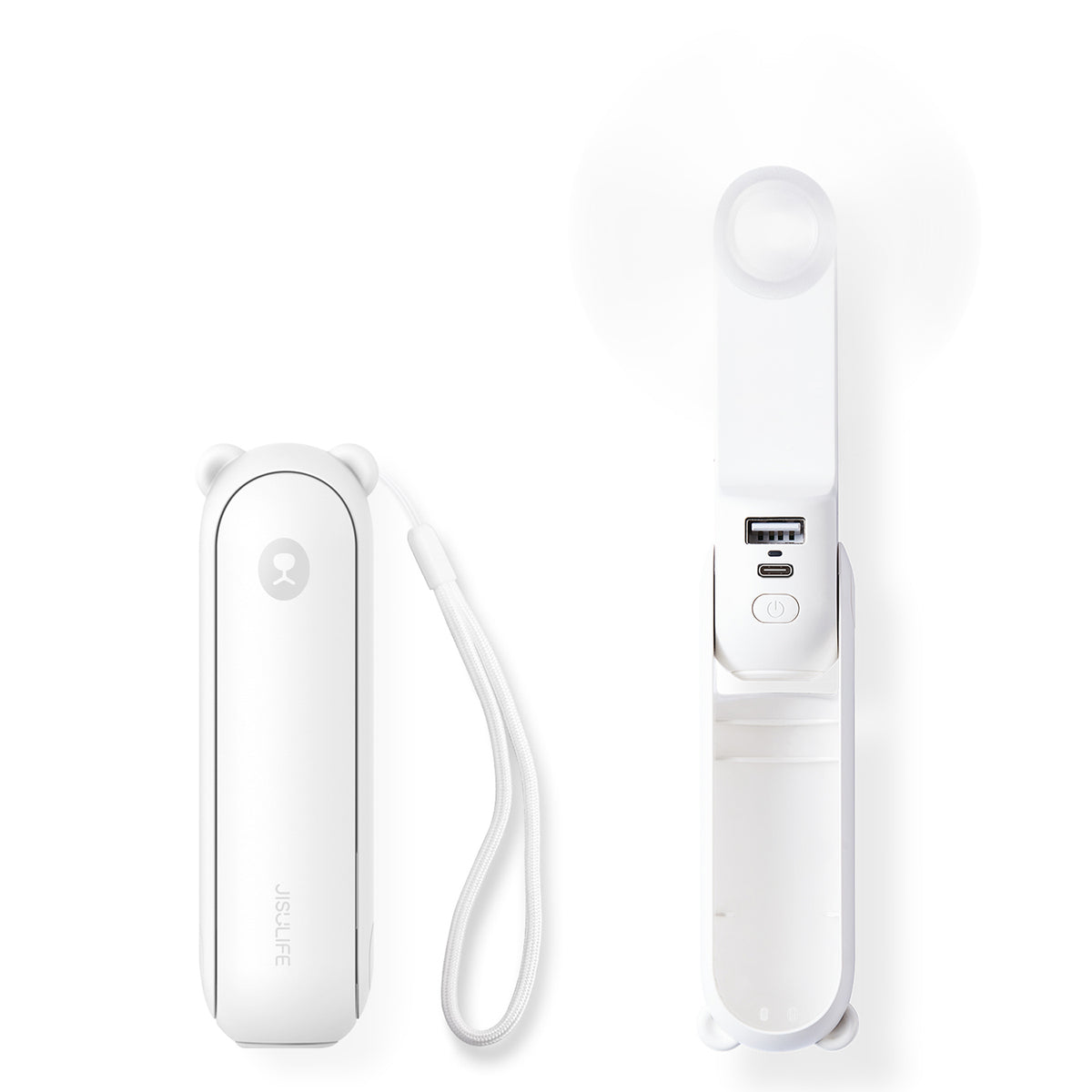 Acumulator extern Jisulife Handheld Fan Life8 Mini Portable USB Fan cu 2000mAh And Flashlight - Alb