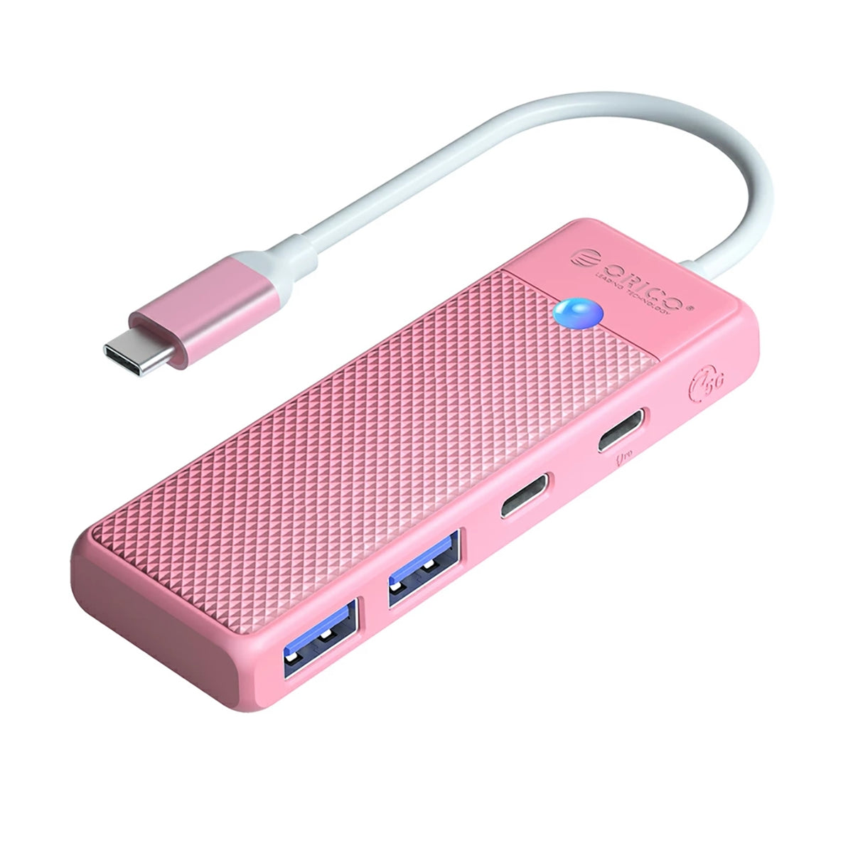 Cablu Orico Papw2ac-c3-c3 USB Hub 4-port 2x Usb-a 3.0 1x Usb-c 3.0 cu Usb-c PD 100W Charging 0.15m - Roz