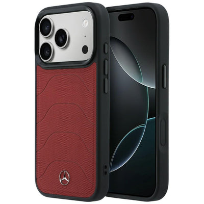 Husa Mercedes Leather Mesh cu Bow Line Magsafe Na iPhone 17 Pro - Czerwone