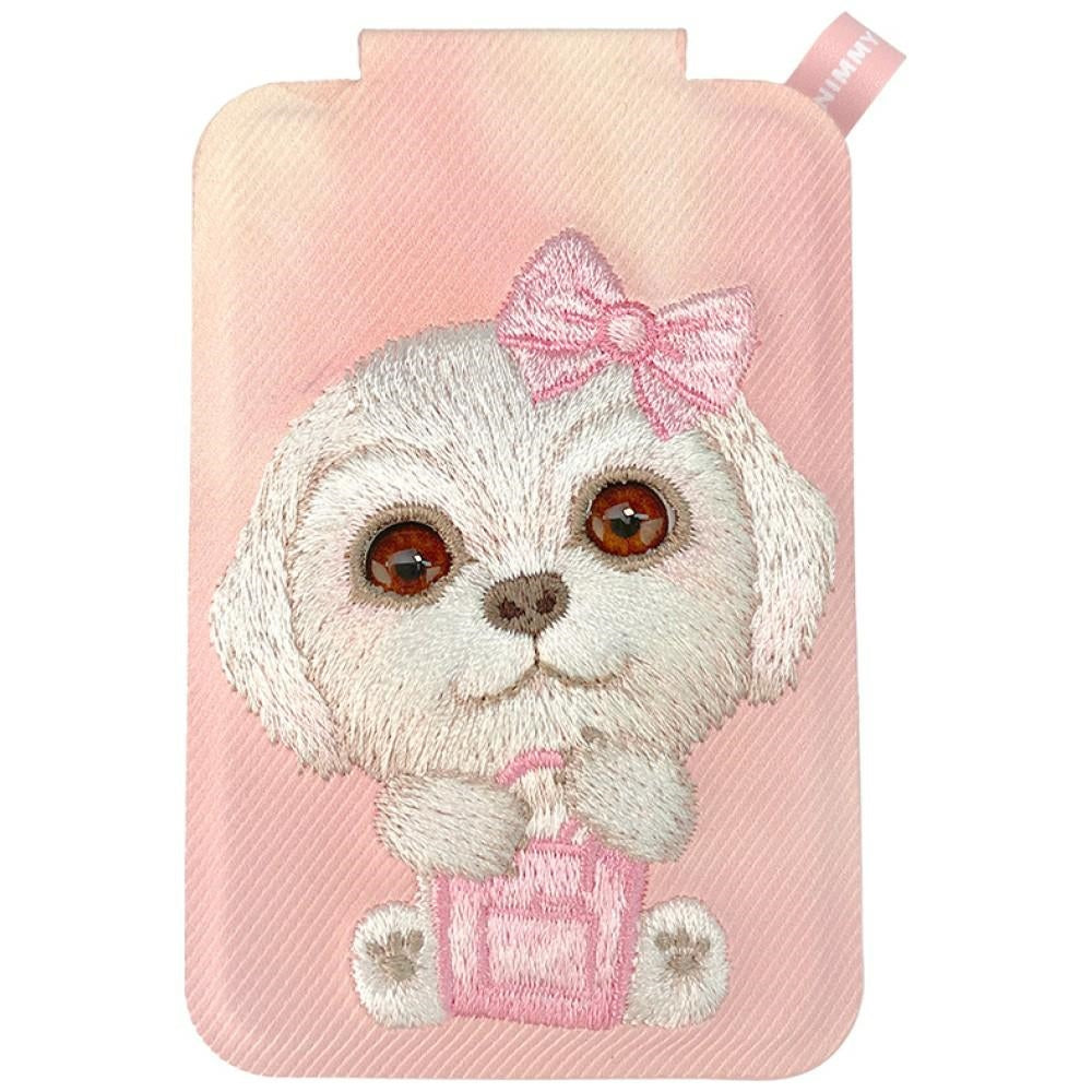 Suport auto Nimmy New Big-eye Cute Pets 2.0 Dog Magnetic Wallet cu Phone Stand - Roz