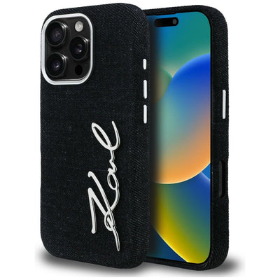 Husa Karl Lagerfeld FW Jeans Signature Logo iPhone 16 Pro - Negru