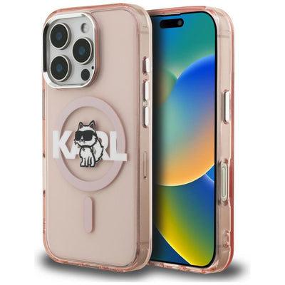 Husa Karl Lagerfeld IML Choupette Sketch Logo Magsafe pentru iPhone 16 Pro Max - Roz