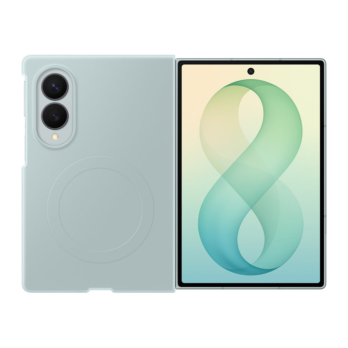 Husa Samsung Silicone Magnet pentru Samsung Galaxy Z Fold 8 Compatible cu Magsafe + 2 Anti-reflective Films - Verde
