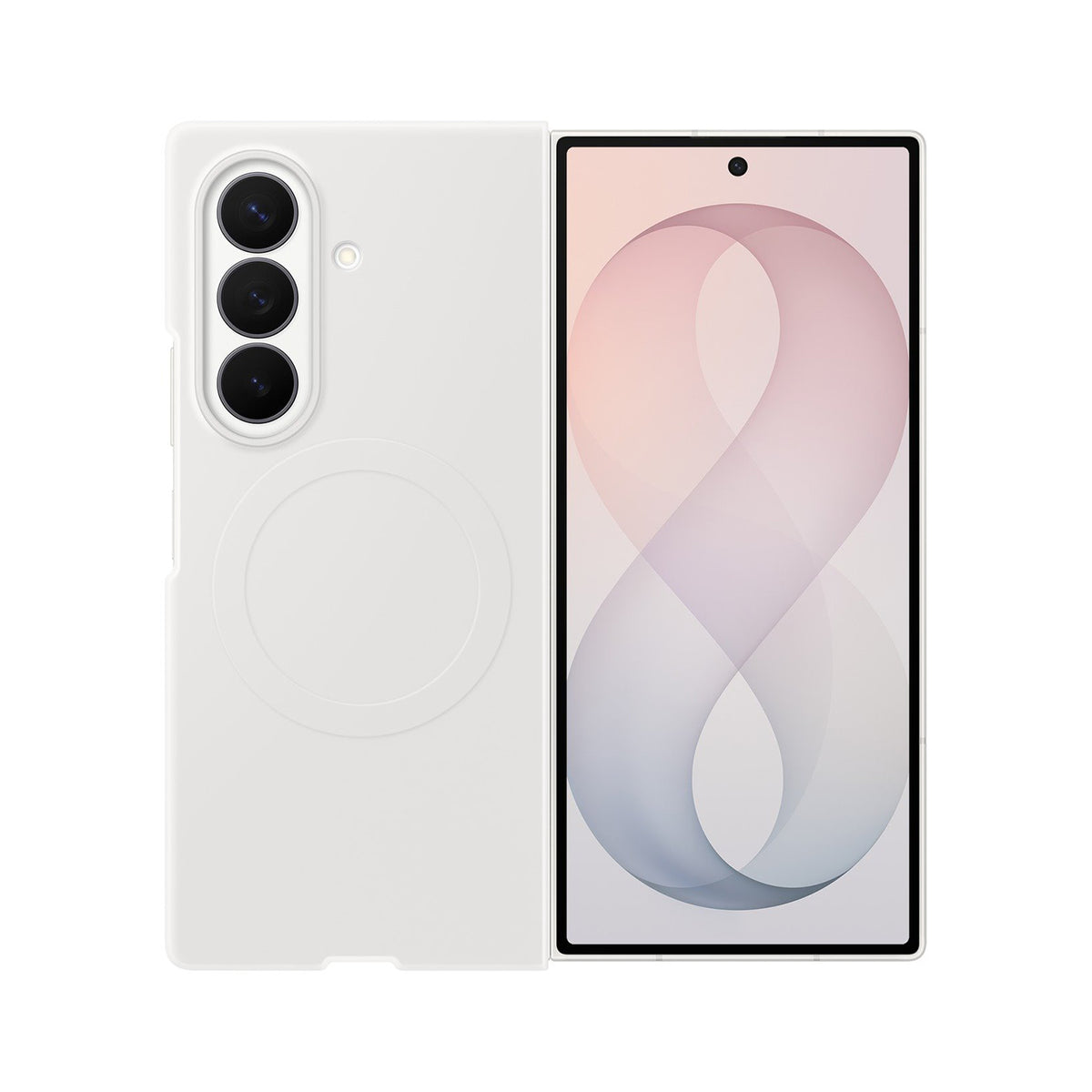 Husa Samsung Silicone Magnet pentru Samsung Galaxy Z Fold 8 Compatible cu Magsafe + 2 Anti-reflective Films - Alb