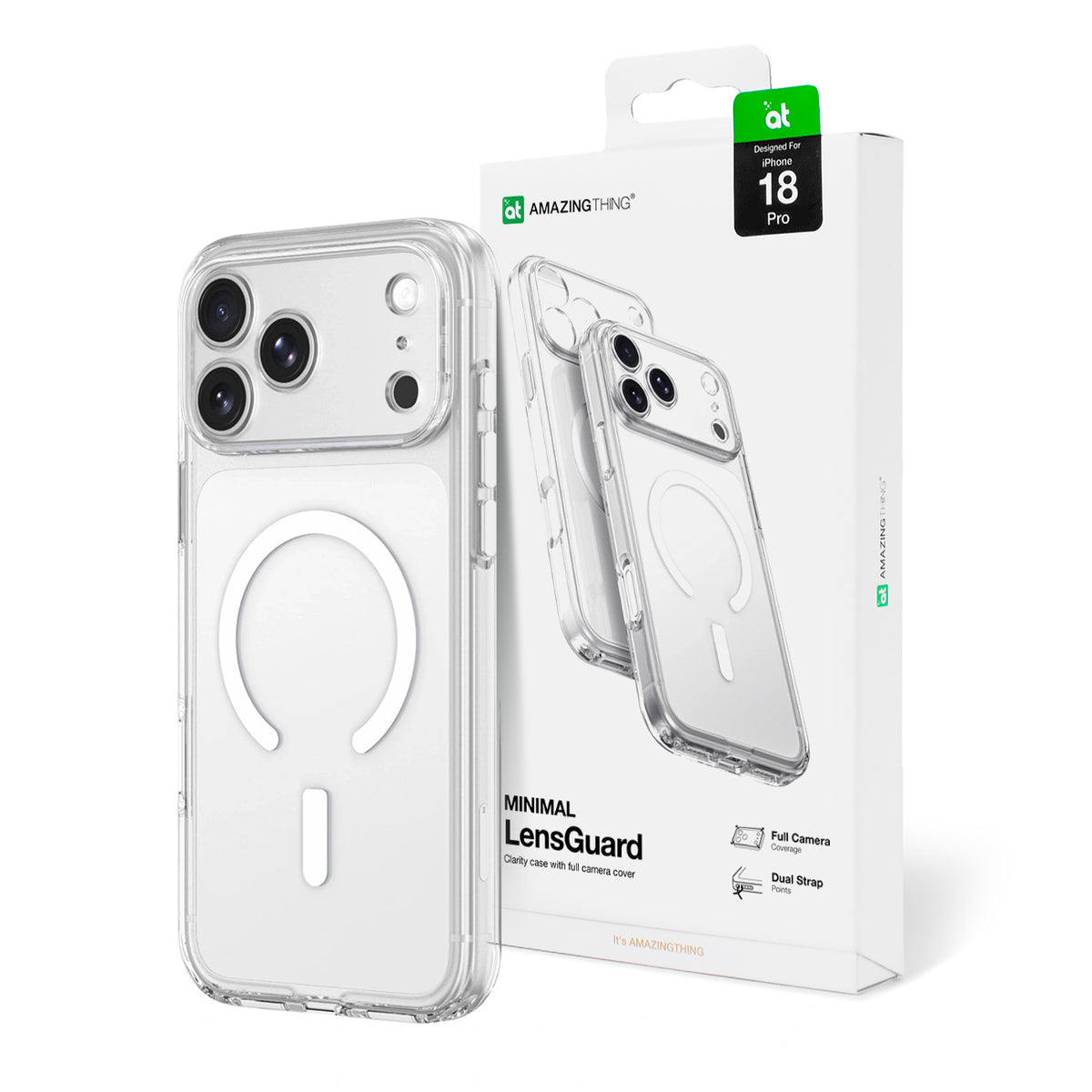 Husa Amazingthing Minimal Mag lentila pentru iPhone 18 Pro cu Camera si Lanyard Mount Compatible cu Magsafe - Transparen
