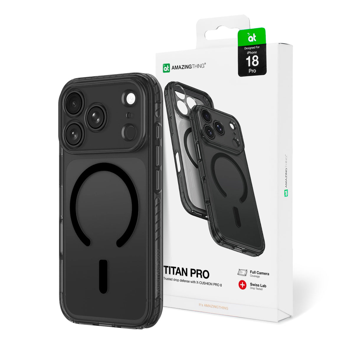 Husa Amazingthing Titan Pro lentila pentru iPhone 18 Pro cu Camera si Lanyard Mount, Compatible cu Magsafe - Negru