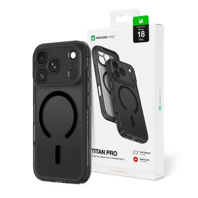 Husa Amazingthing Titan Pro lentila pentru iPhone 18 Pro cu Camera si Lanyard Mount, Compatible cu Magsafe - Negru