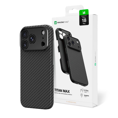Husa Amazingthing Titan Max lentila pentru iPhone 18 Pro In Aramid Fiber cu Camera Magsafe Compatible - Negru