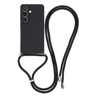 Husa Samsung Galaxy A57 5G cu Fiber Lining si Crossbody Curea - Negru