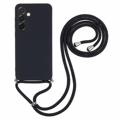 Husa Samsung Galaxy A17 5G / A17 4G cu Fiber Lining si Crossbody Curea - Negru