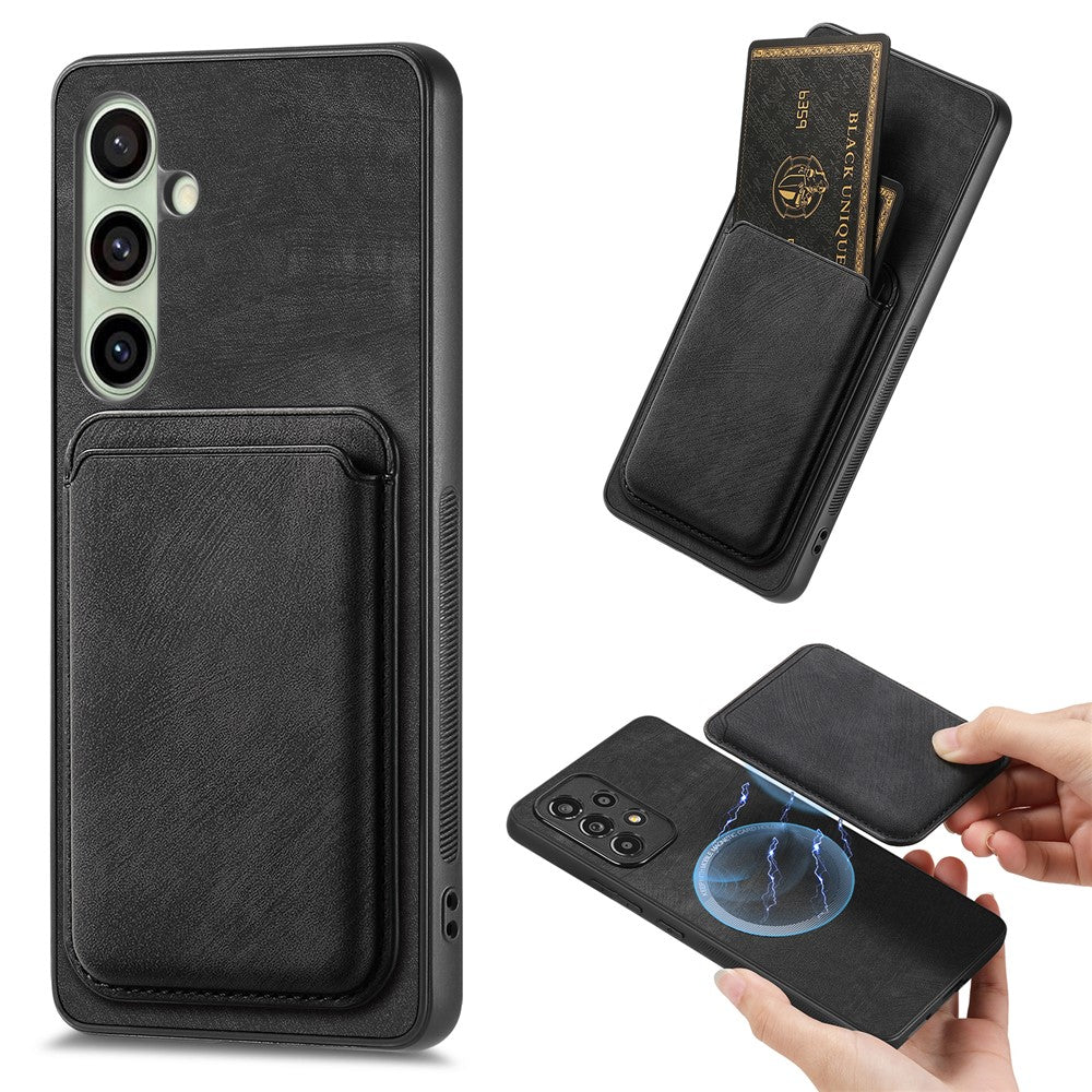Husa Samsung Galaxy A56 5G Faux Leather cu Detachable Card Suport, Magsafe Compatible - Negru