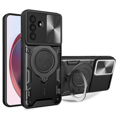 Husa Samsung Galaxy A17 4G / A17 5G / A18 / A26 cu Stand And Sliding Lens Cover - Negru