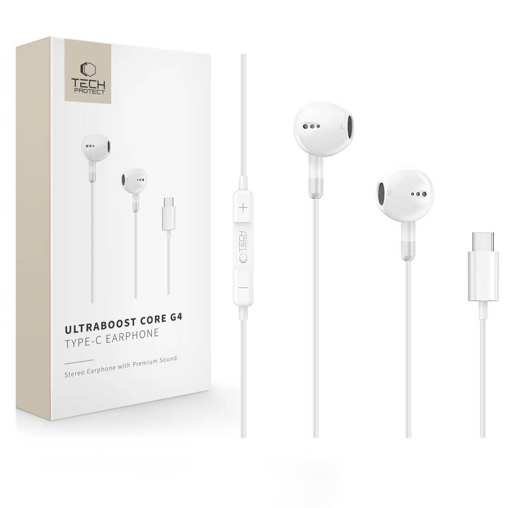 Casti Tech-protect Ultraboost Core G4 Usb-c Wired - Alb