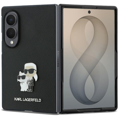 Husa Karl Lagerfeld Saffiano Karl&Choupette Pin pentru Samsung Galaxy Z Fold 8 - Negru