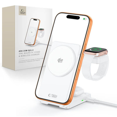 Cablu Tech-protect A56 3in1 Magsafe 25W Qi2.2 Incarcator wireless + Usb-c / Usb-c 100cm - Alb