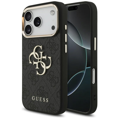 Husa Guess 4G Big 4G Classic Logo pentru iPhone 17 Pro / 18 Pro - Negru si Auriu