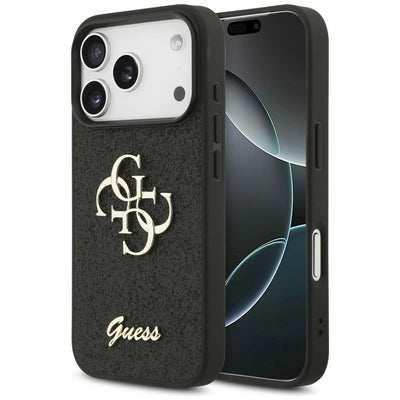 Husa Guess Fixed Glitter Big 4G pentru iPhone 17 Pro / 18 Pro - Negru