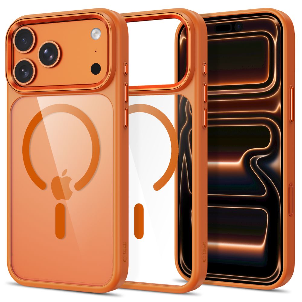 Husa Tech-protect Magmat Magsafe CC pentru iPhone 17 Pro Max / 18 Pro Max - Portocaliu-Transparent
