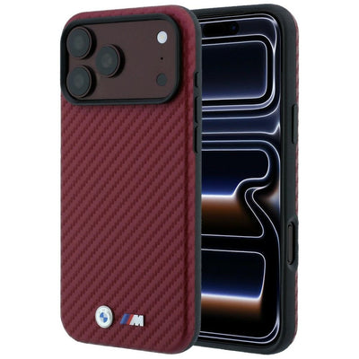 Husa BMW M Carbon Metal Logo Magsafe pentru iPhone 17 Pro Max / 18 Pro Max - Burgundy