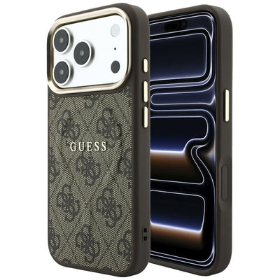 Husa Guess Embossed 4G Classic Magsafe pentru iPhone 17 Pro / 18 Pro - Maro