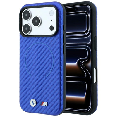Husa BMW M Carbon Printed Ring Magsafe pentru iPhone 17 Pro / 18 Pro - Albastru