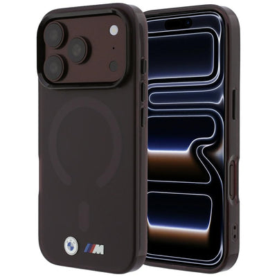 Husa BMW M IML Frosted Metal Logo & Trims Magsafe pentru iPhone 17 Pro Max / 18 Pro Max - Burgundy