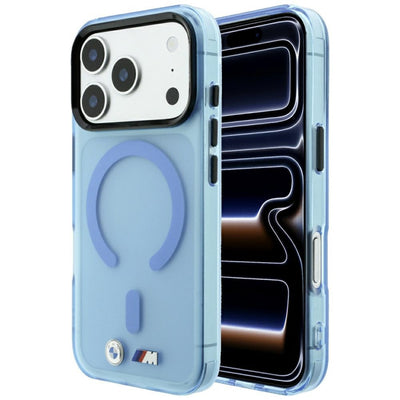 Husa BMW M IML Frosted Metal Logo & Trims Magsafe pentru iPhone 17 Pro Max / 18 Pro Max - Albastru