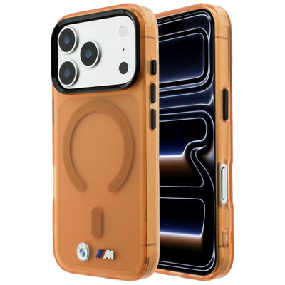 Husa BMW M IML Frosted Metal Logo & Trims Magsafe pentru iPhone 17 Pro Max / 18 Pro Max - Portocaliu